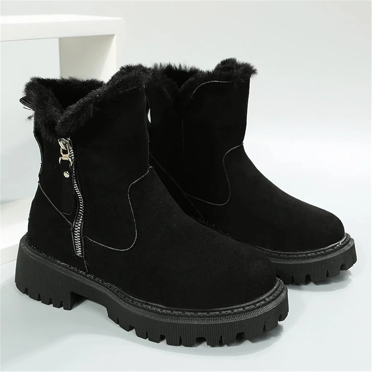 Trending Winter Boots For Women 2024 Slip On Warm Snow Ankle Booties Fashion Fur Lined Outdoor Comfort Loafers Shoes