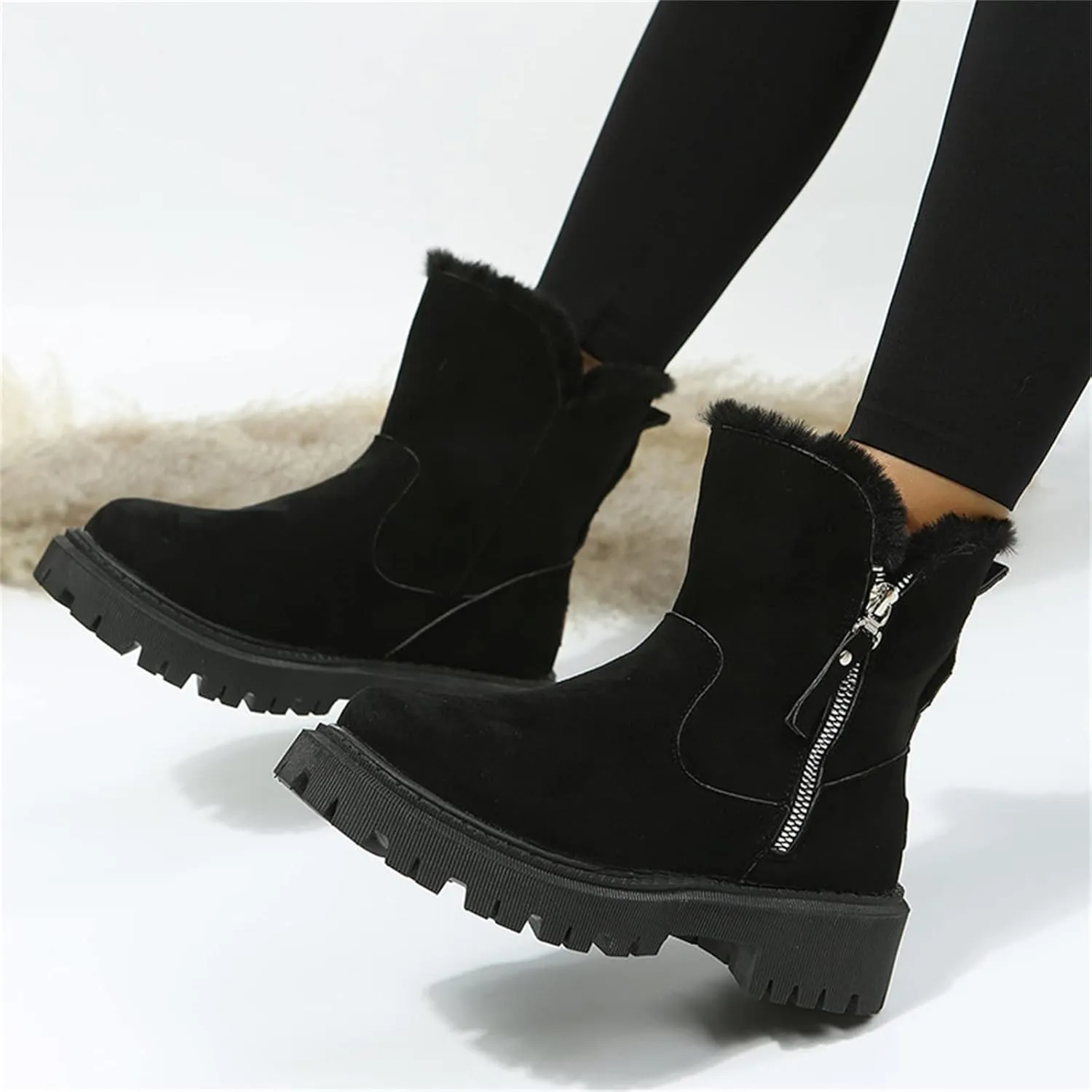 Trending Winter Boots For Women 2024 Slip On Warm Snow Ankle Booties Fashion Fur Lined Outdoor Comfort Loafers Shoes