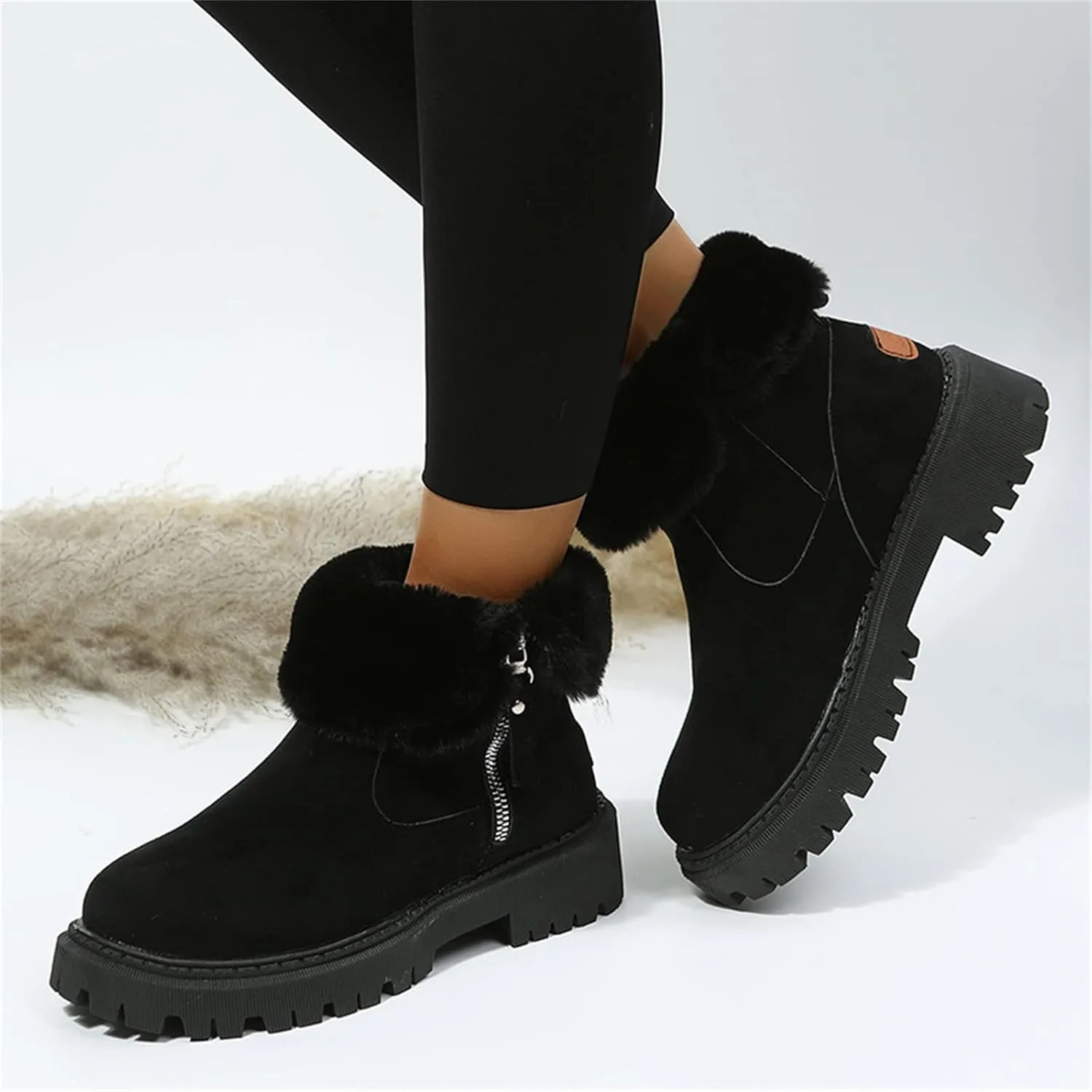 Trending Winter Boots For Women 2024 Slip On Warm Snow Ankle Booties Fashion Fur Lined Outdoor Comfort Loafers Shoes
