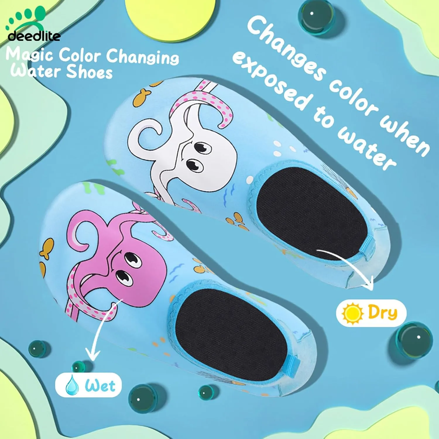 Water Shoes for Kids,Swim Shoes Boys Color Changing Cartoon,Girls Beach Shoes,Toddler Aqua Socks Zapato de Agua para Nios