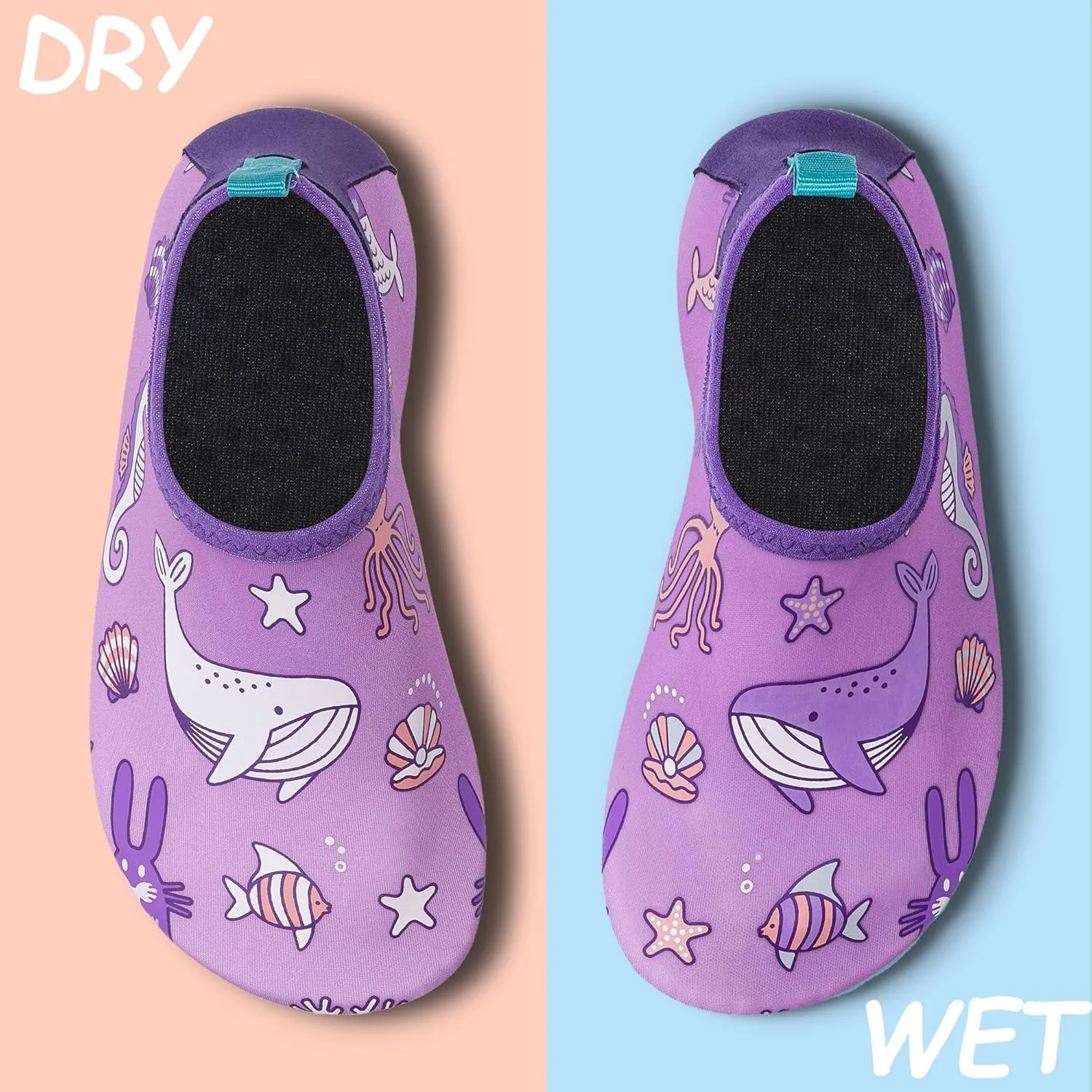 Water Shoes for Kids,Swim Shoes Boys Color Changing Cartoon,Girls Beach Shoes,Toddler Aqua Socks Zapato de Agua para Nios