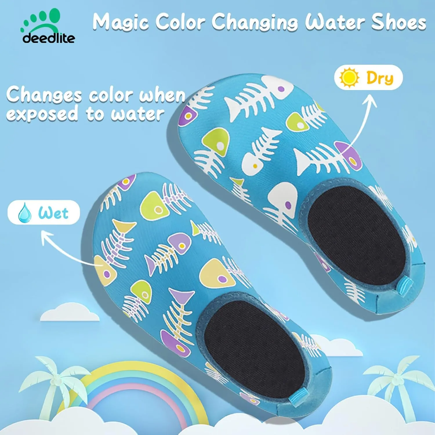 Water Shoes for Kids,Swim Shoes Boys Color Changing Cartoon,Girls Beach Shoes,Toddler Aqua Socks Zapato de Agua para Nios