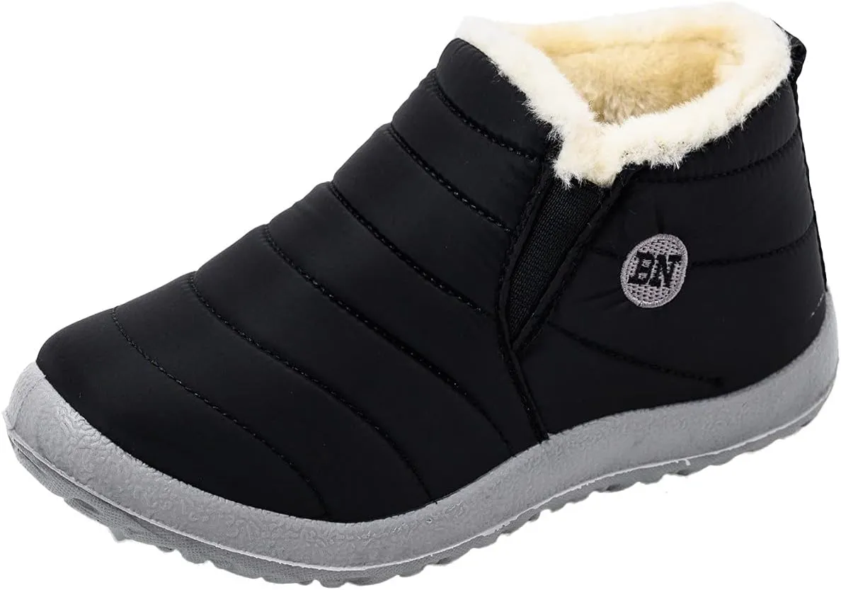 Winter Walking Shoes For Men Plush Lined Low Top Hiking Boots Non-Slip Snow Shoes For Men Casual Boots