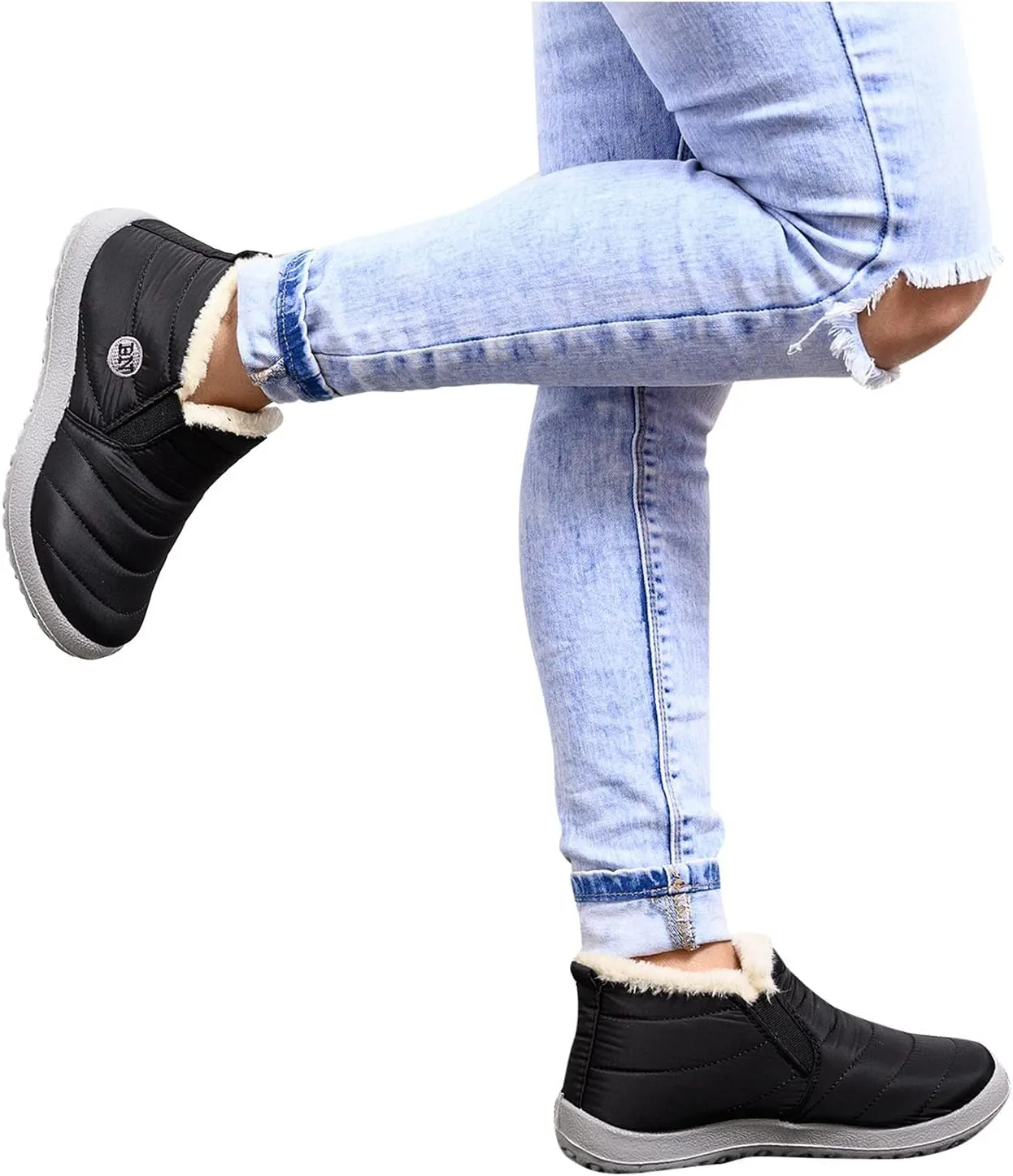 Winter Walking Shoes For Men Plush Lined Low Top Hiking Boots Non-Slip Snow Shoes For Men Casual Boots
