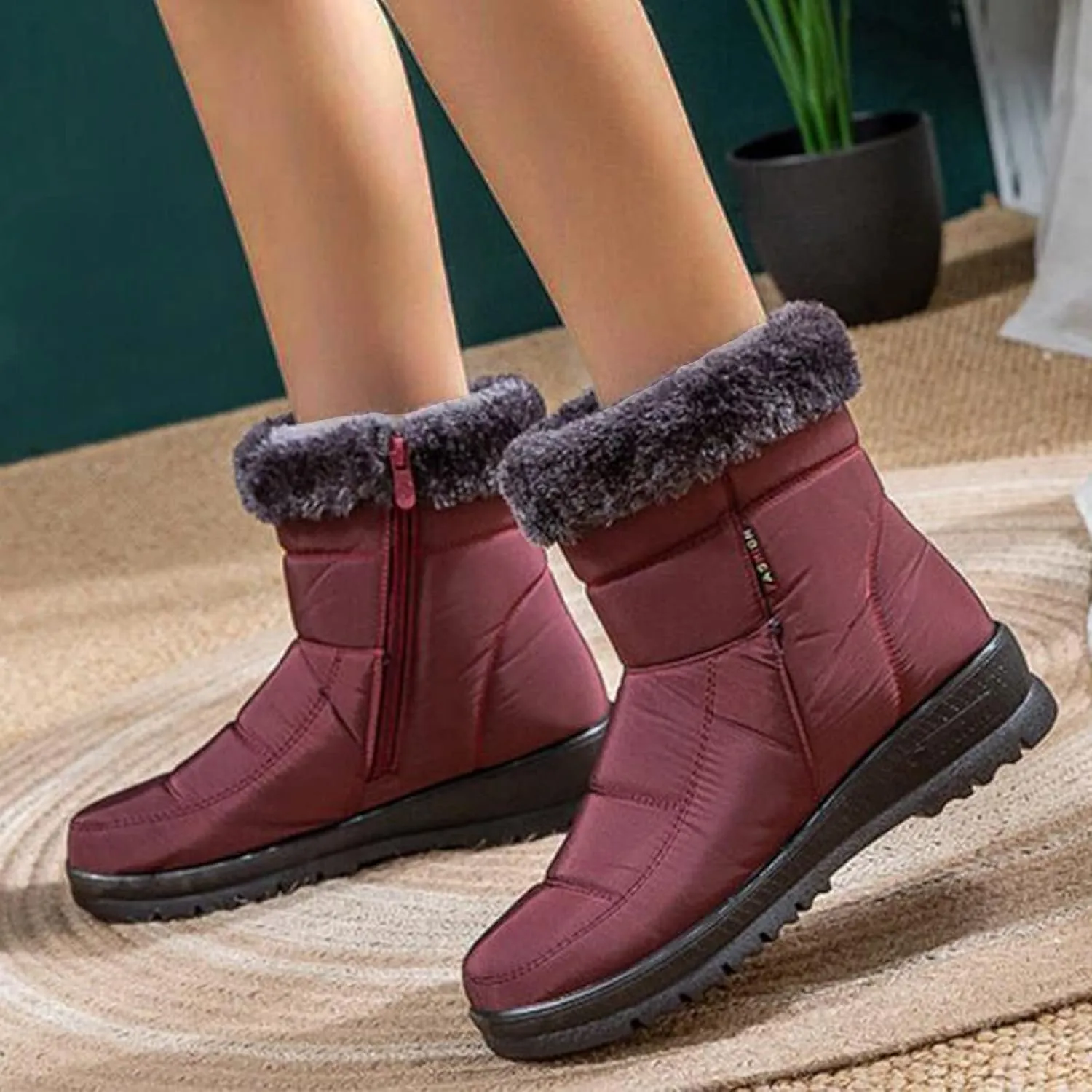 Winter Waterproof Boots for Woman Women's Winter Boots Waterproof Zipper Snow Boots Womens Wide High Heel Winter Boots for Women Boots for Women Winter Cute