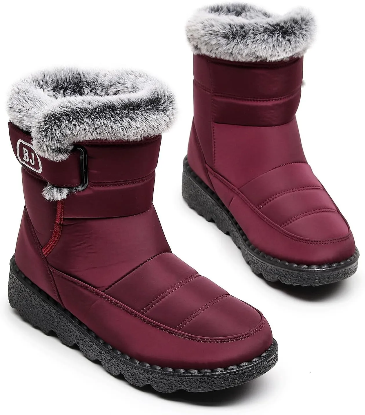 Womens Snow Boots Waterproof Anti-slip Winter Boots Classic Warm Fur Booties Cold Weather Lace Up Ankle Boots Thickening Winter Shoes Walking Hiking Booties
