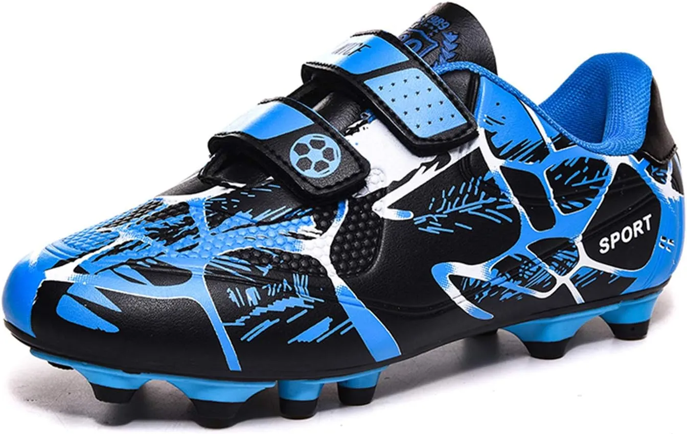 YUKTOPA Boys Girls Turf Cleats Soccer Boots Kids Cleats Soccer Football Shoes Athletics Training Shoes Outdoor Sports Sneakers Competition Shoes (Toddler/Little Kid/Big Kid) Blue 28